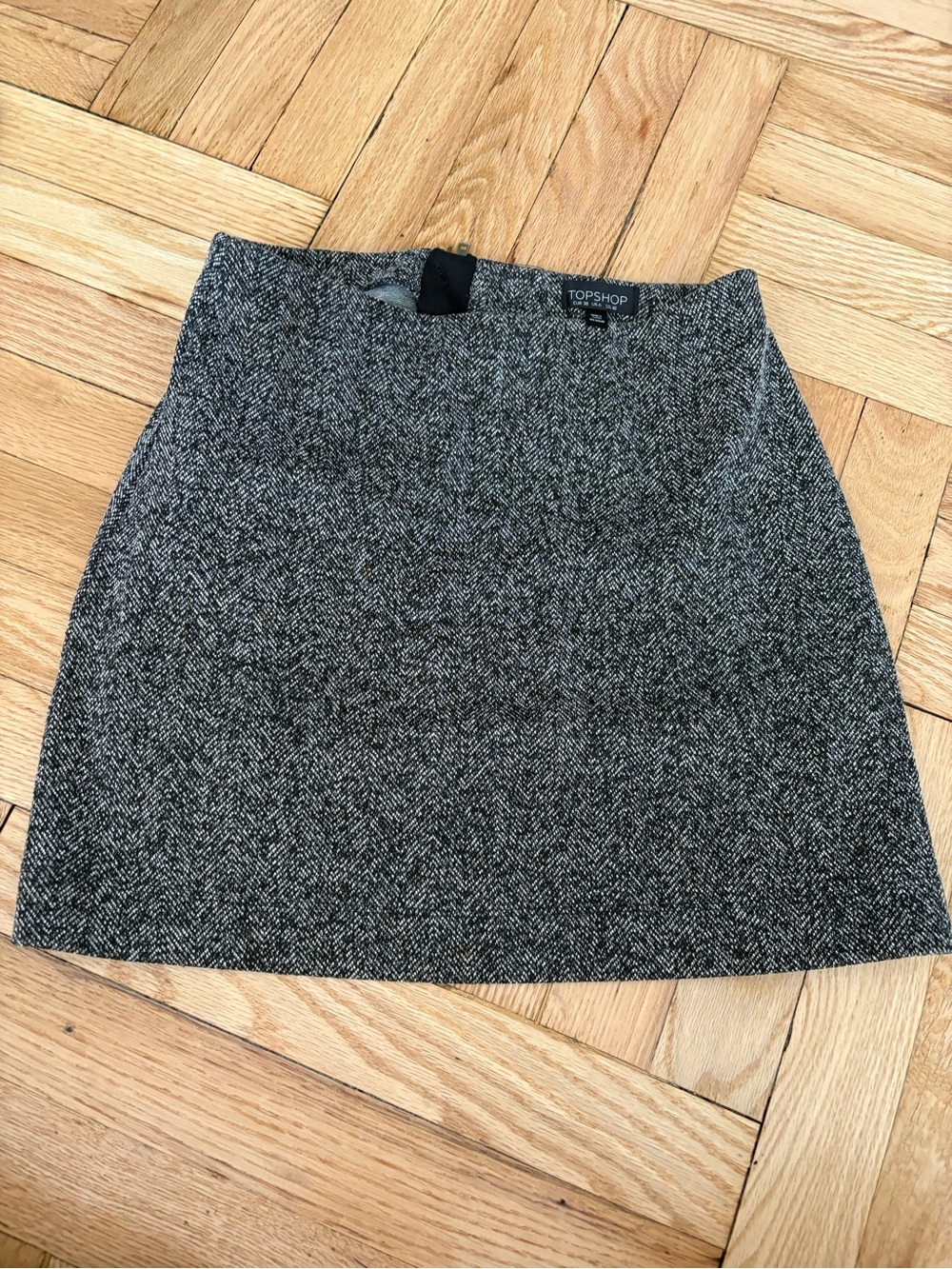 Topshop Black & White Herringbone Mini Skirt